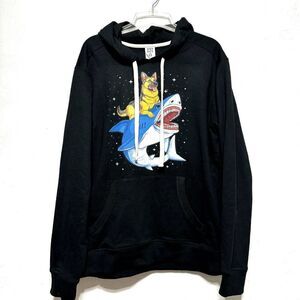 District Sweatshirt German Shepherd Shark Dog Pullover Hoodie Black sz Large